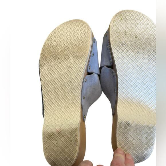 Donna Toscanna Pastel Blue Sandals with Wooden Soles Made in Italy Womens Size 8 - Picture 3 of 5